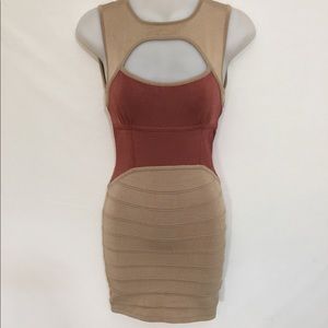 Bebe gold and burnt orange bodycon dress!!